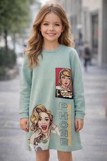 kinder stranger things: Uşaq paltarı – rahat gündəlik sweatshirt-don - Rəng: açıq nanə-yaşıl — 1