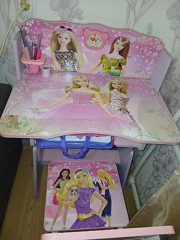 stol dəst: Uşaq üçün yazı‑oxu dəsti – masa və stul - Dizayn: Barbie temalı — 1