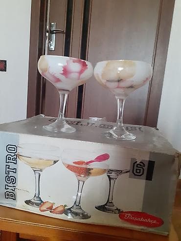 Qədəhlər, rəng - Ağ, Şüşə, 6 ədədli dəst, Türkiyə