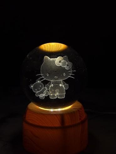 3D lazer oyma işıqlı şüşə kürə fırlanan Qiymət : 23 AZN🤩 - Şəffaf — 2