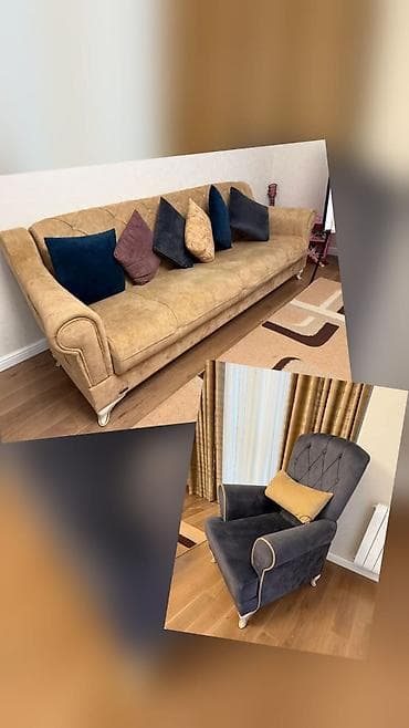 İşlənmiş, Divan, 2 kreslo, Bazalı, Açılan lalafo.az -da İşlənmiş, Divan, 2 kreslo, Bazalı, Açılan