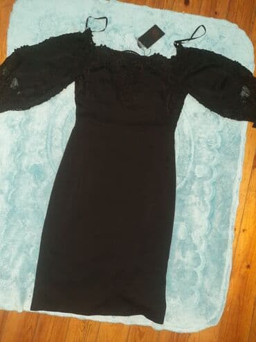 dəbli ziyafət geyimləri: Qara gecə/ziyafət donu - Rəng: qara - Dizayn: bədənə oturan düz — 2