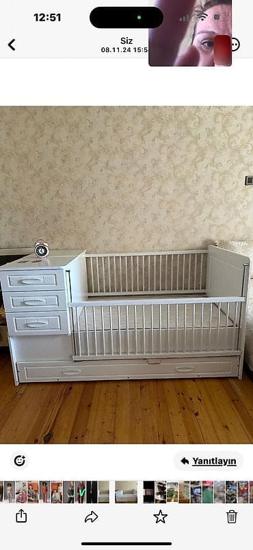 dovsan eti: Oğlan və qız üçün, Dördbucaq, Beşik, Matras ilə, Yellənmə mexanizmsiz — 1