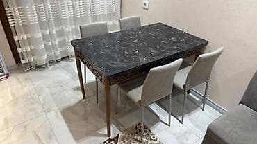 bağ stulları: İşlənmiş, Açılan, Dördbucaq masa, 4 stul — 2