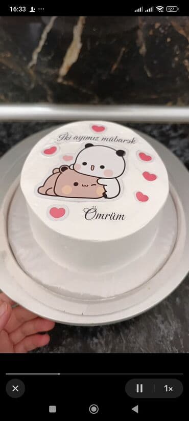 Mövzulu mini tort – “ qiymət sadə :13 AZN.qoz şokoladla 15 AZN