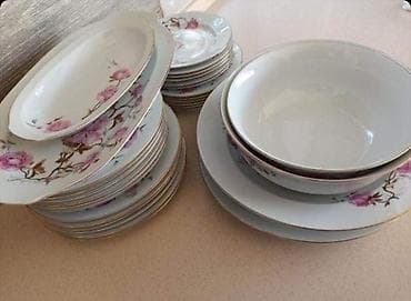 qrafin dəsti: Qədimi Almaniya nahar servizi 6 nəfərlik 3 cür boşqabla — 3