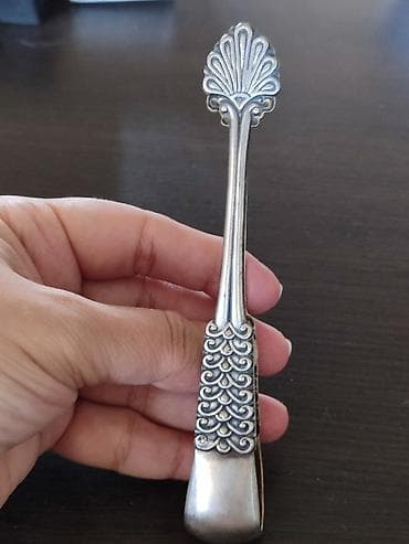 Винтажные серебряные щипцы для кускового сахара с декором в виде — 3