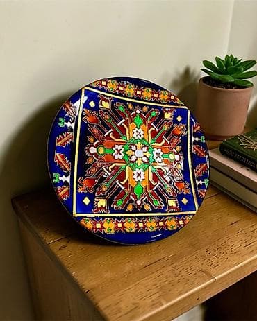 şüşə gülü: Декоративная тарелка. Ручная работа. Витражная роспись. Диаметр 25 см — 2