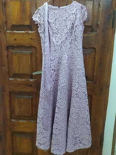 Женская одежда: Mauve/lilalı rəngdə zərif krujeva qadın paltarı. - Model: A-kesim — 3