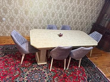 ucuz taxtlar: Qonaq otağı üçün, Yeni, Açılan, 6 stul — 4