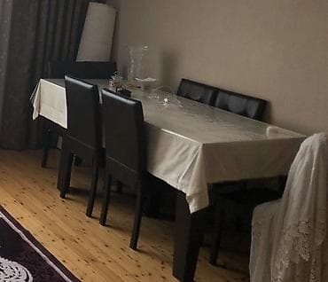 kuxna ucun stol: Qonaq otağı üçün, İşlənmiş, Açılan, Dördbucaq masa, 8 stul — 1