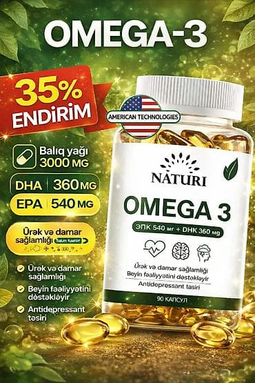 Naturi Omega-3 balıq yağı kapsulları Məhsul xüsusiyyətləri: - Balıq