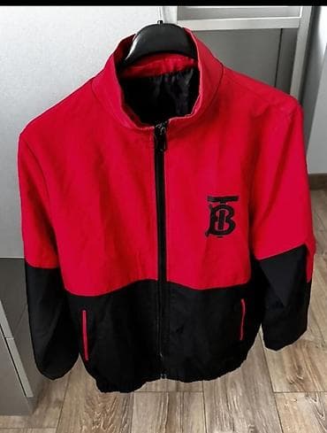 Qırmızı-qara rəng kombinində idman üslublu yüngül küləkkeş (kurtka)