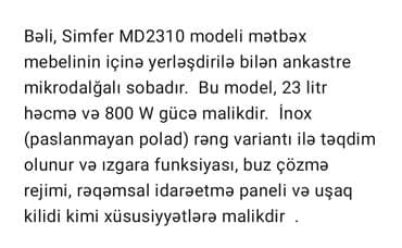 mikrodalğali soba: Микроволновка Simfer, Встраиваемая, цвет - Серый — 2