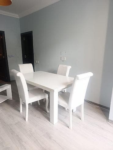 stol ustul: Qonaq otağı üçün, İşlənmiş, Kvadrat masa, 6 stul — 1