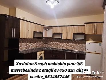 menziler: Xırdalan 8 saylı məktəbin yanı 9/6 mertebesinde 2 otaqli ev 450 azn — 1