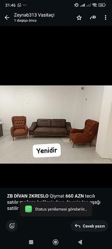 kravatlarin satisi: Divan, 2 kreslo — 1