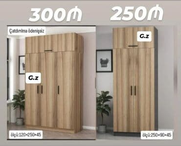 paltar sərən: Açılan, 3 qapılı Düz dolab, Qarderob, paltar dolabı — 1