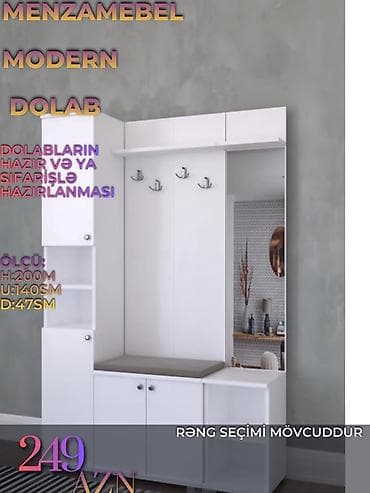 madeyra dolablar: Düz dolab, Dəhliz üçün, Paltar üçün, Açılan, Korpuslu, 1 qapı — 1