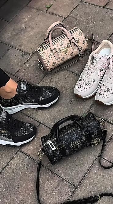 nike air max: GUESS qadın üçün set – çanta və sport ayaqqabısı - Dizayn: Monoqram — 1