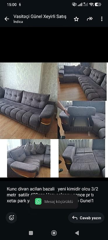 divan satisi: Kunc divan acilan bazali yeni kimidir olcu 3/2 metr satilir 400azn — 1