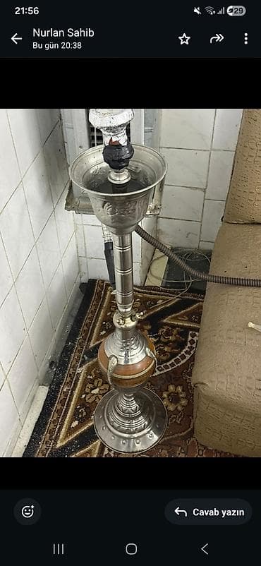 Şişə (nərgil) komplekti - Klassik dizaynlı, metal gövdə və qab
