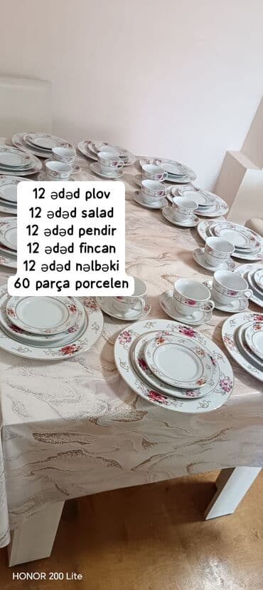 triqelm istifade qaydasi: Nahar dəsti, rəng - Çəhrayı, Farfor, 12 nəfərlik, Türkiyə — 1