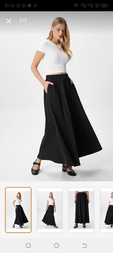 Пиджаки: Qadınlar üçün uzun ətək - Rəng: qara - Kəsim: geniş, axıcı siluet - — 1