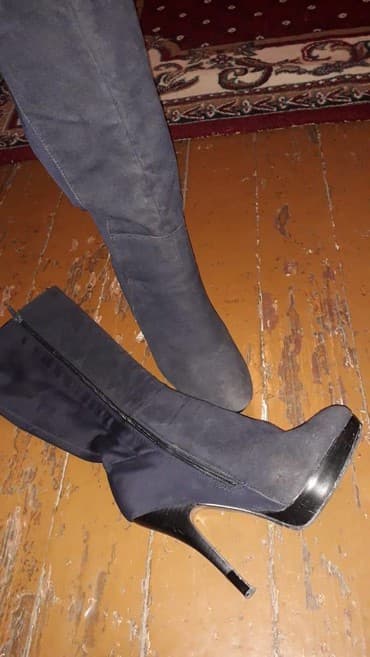 женские сапоги со шнуровкой: Ölçü: 38, rəng - Qara, İşlənmiş — 2