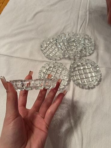 nimçələr: Şüşə fincan altlıqları dəsti limonluq çexiya - Sayı: 6 ədəd - — 3