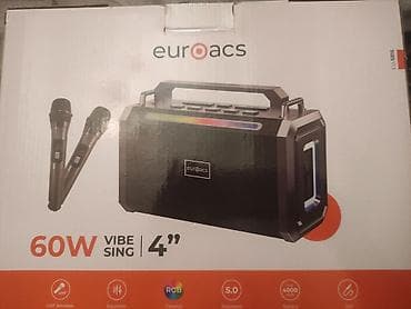 karaoke mikrofon bluetooth: Euroacs EU-S815 portativ karaoke akustik sistemi - Güc: 60W - — 2
