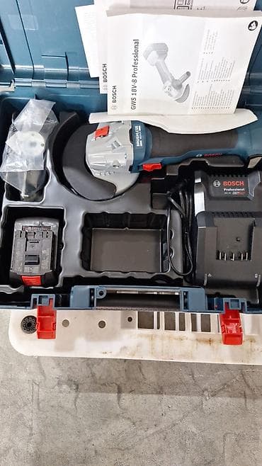 18v: Bosch GWS 18V-8 Professional akkumulaytorlu bucaqslıyıcı (UŞM) dəst - — 1