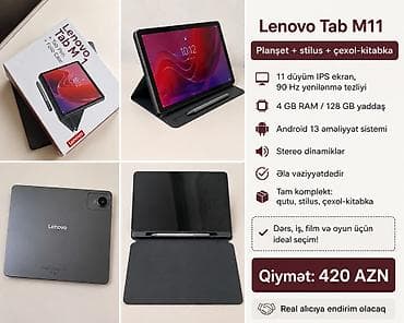 ipad pro qiyməti: Lenovo Tab M11 planşet dəsti Xüsusiyyətlər: - 11 düym IPS ekran, 90 — 1