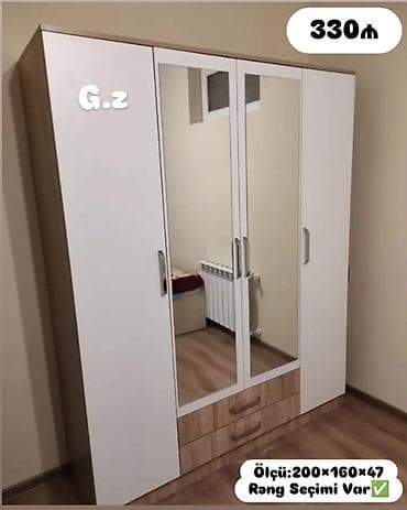 plasmas stol stul: Yeni, 4 qapılı, Güzgülü, Rəngli, Digər material, Açılan, Düz dolab — 1