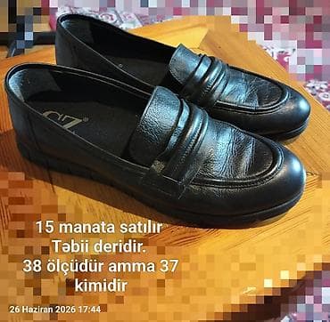 is geyimi: Qadın üçün qara dəridən loafer ayaqqabı - Material: təbii dəri - — 1