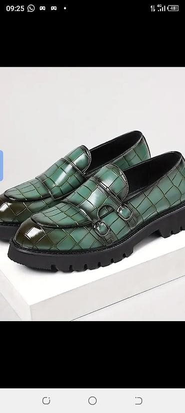 Kişi geyimləri: Məhsul: Kişi loaferi - Rəng: Tünd yaşıl/şüşə yaşıl tonlarında - Üst — 1