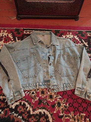 Açıq mavi rəngdə cins gödəkçə - Material: klassik denim (cins) -