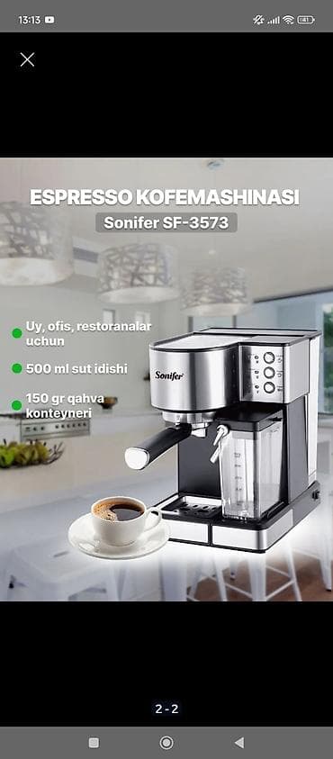Sonifer SF-3573 qəhvəbişirənidir. Tam avtomatik espresso maşınıdır