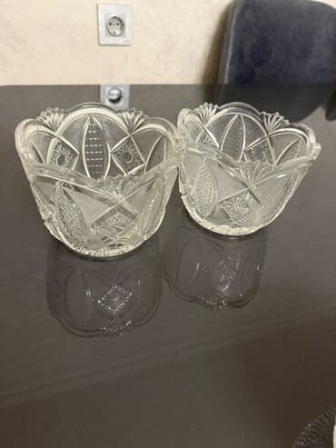 Birdəfəlik qablar: Kanfet qabı – 2 ədəd - Material: xrustal - Dizayn: əl işinə bənzər — 1