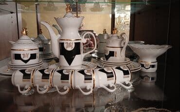 Çay dəsti, rəng - Ağ, Farfor, 6 nəfərlik, SSRİ
