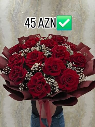 nar çeken: Qırmızı gül dəstəsi – 45 AZN - Tərkib: klassik qırmızı güllər və — 1