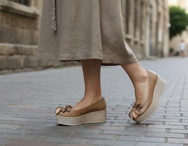 женские балетки с перфорацией: Qadın platforma ayaqqabılar 36 razmer malamerka. - Rəng: açıq qəhvəyi — 1