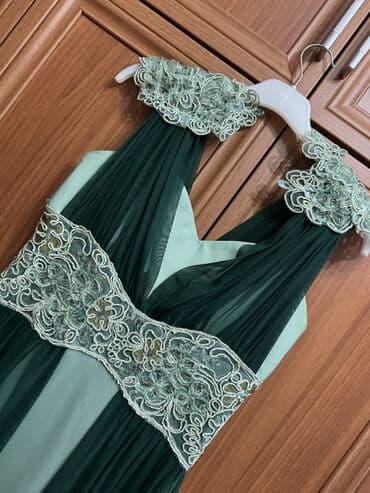 qizlar ucun toy paltarlari: Zərif ziyafət/libas – yaşıl tonlarda uzun model - Rəng: tünd — 2