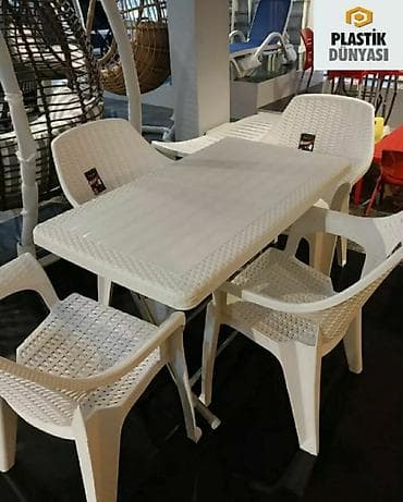 bağ ucun masa: Yeni, Dördbucaq masa, 4 stul, Açılan, Stullar ilə, Plastik, Türkiyə — 2