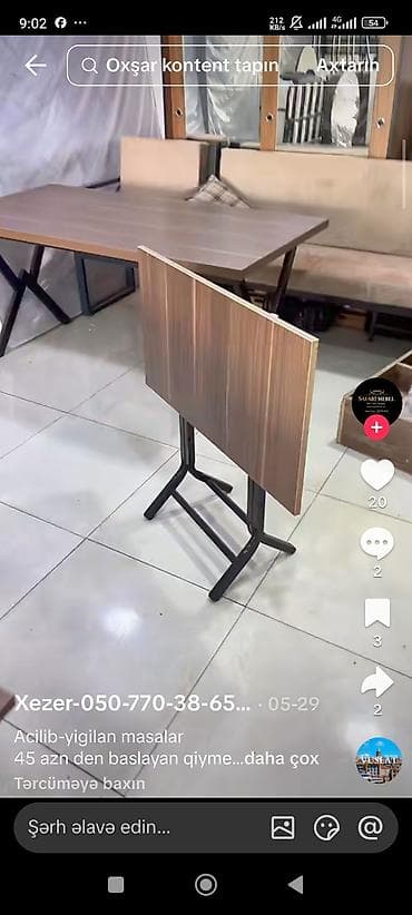 Masalar və oturacaqlar: Balkon masası, Yeni, Qatlanan, Laminat, Yumru masa — 4