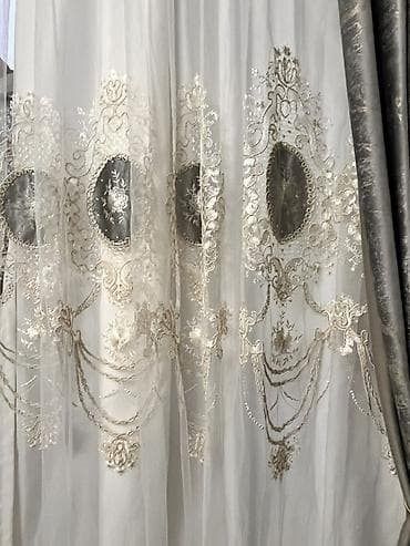 rcd perde: İşlənmiş, Tül, rəng - Ağ — 5