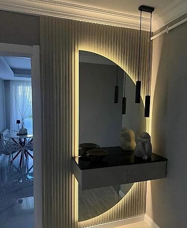 guzgu dekorlari: LED işıqlı dekorativ lamel-divar və güzgü kompozisiyaları - Interyer — 10