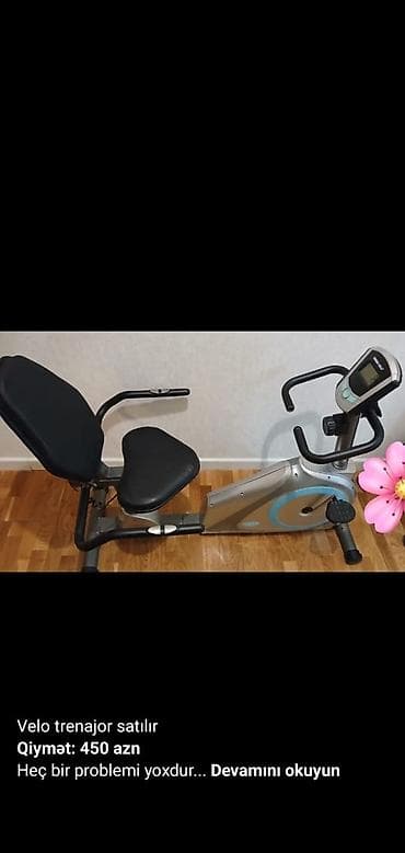Yatay tip velo-trenajor - Rahat arxalıq və yastıqlı oturacaq - Yan