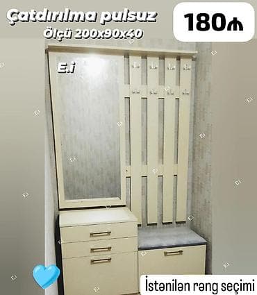 Dəhliz üçün çoxfunksiyalı dəst: - Ölçü: 200x90x40 sm - Güzgülü panel lalafo.az -da Dəhliz üçün çoxfunksiyalı dəst: - Ölçü: 200x90x40 sm - Güzgülü panel