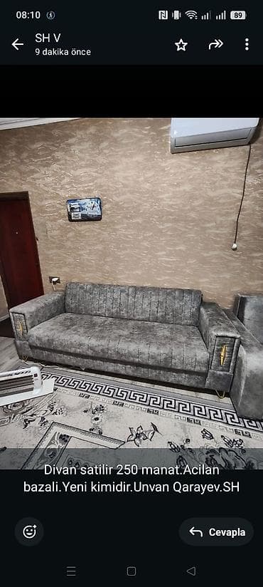 Divan satilir 250 manat.Acilan bazali.Yeni kimidir.Unvan Qarayev.SH